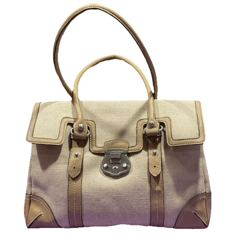 Vintage 90s Etienne Aigner Canvas & Leather Doctor Bag Top Handle Satchel